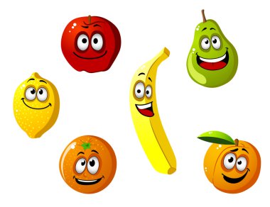 limon, elma, portakal, muz, armut ve şeftali meyve
