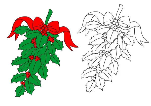 Christmas holly branch — Stock Vector