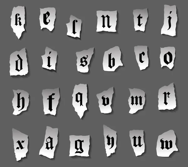 Винтажные буквы алфавита на оборотной бумаге — стоковый вектор
