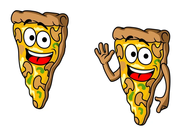 Rebanada de pizza en estilo de dibujos animados — Vector de stock