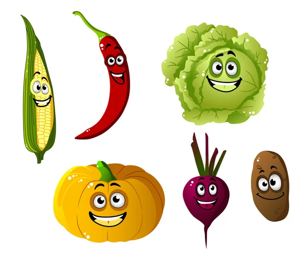 Corn, pepper, pumpkin, cabbage and potato vegetables — Stockvector