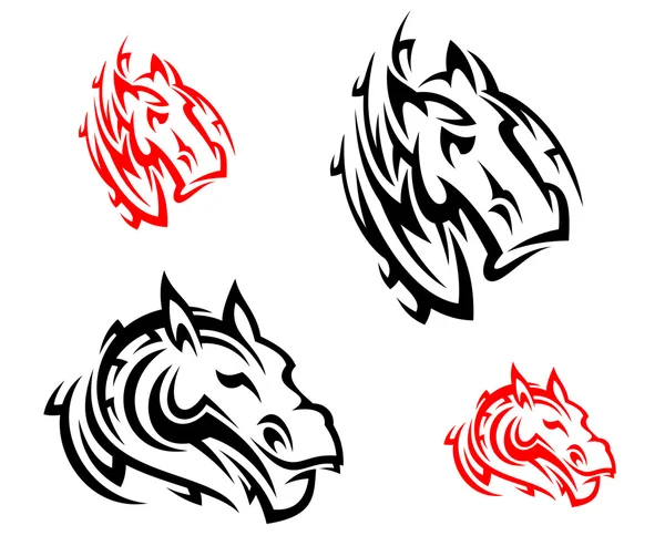 Tatuajes de caballos tribales — Vector de stock