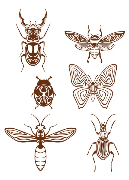 Insecten tatoeages tribal stijl — Stockvector