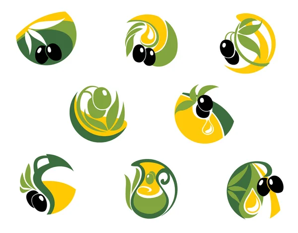 Green and black olives elements — Stock Vector