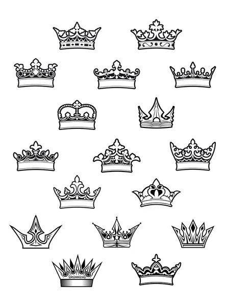 Re araldico e regina corone impostato — Vettoriale Stock