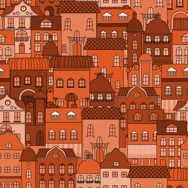Seamless pattern with old town