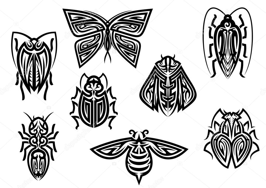 Brown tribal insects for tattoo or mascot design Vector Image