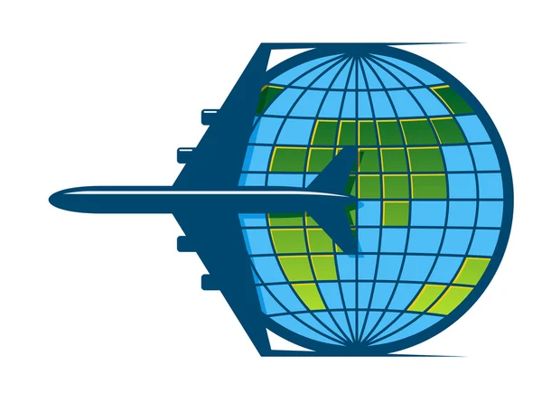 Vliegtuig vliegen rond de aarde — Stockvector