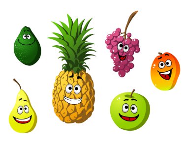 kayısı, ananas, elma, armut, üzüm ve limon meyve