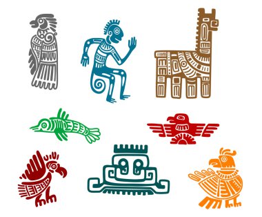 Aztec and maya ancient drawing art clipart
