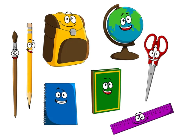 Desenhos animados objetos escolares —  Vetores de Stock