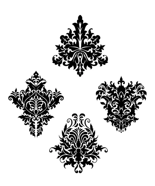 ダマスク織のヴィンテージの花のパターン — ストックベクタ