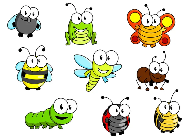 Cartoon insects set — Stock Vector