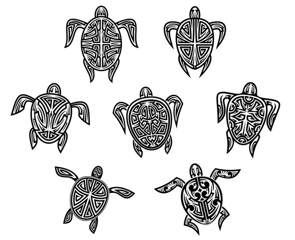 Tribal schildpadden tatoeages — Stockvector