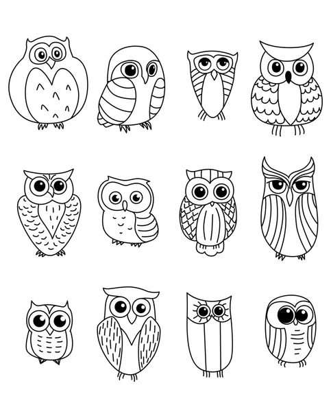 Cartoon uilen en owlets — Stockvector