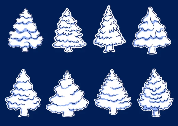 Set of new year pines — Stock Vector