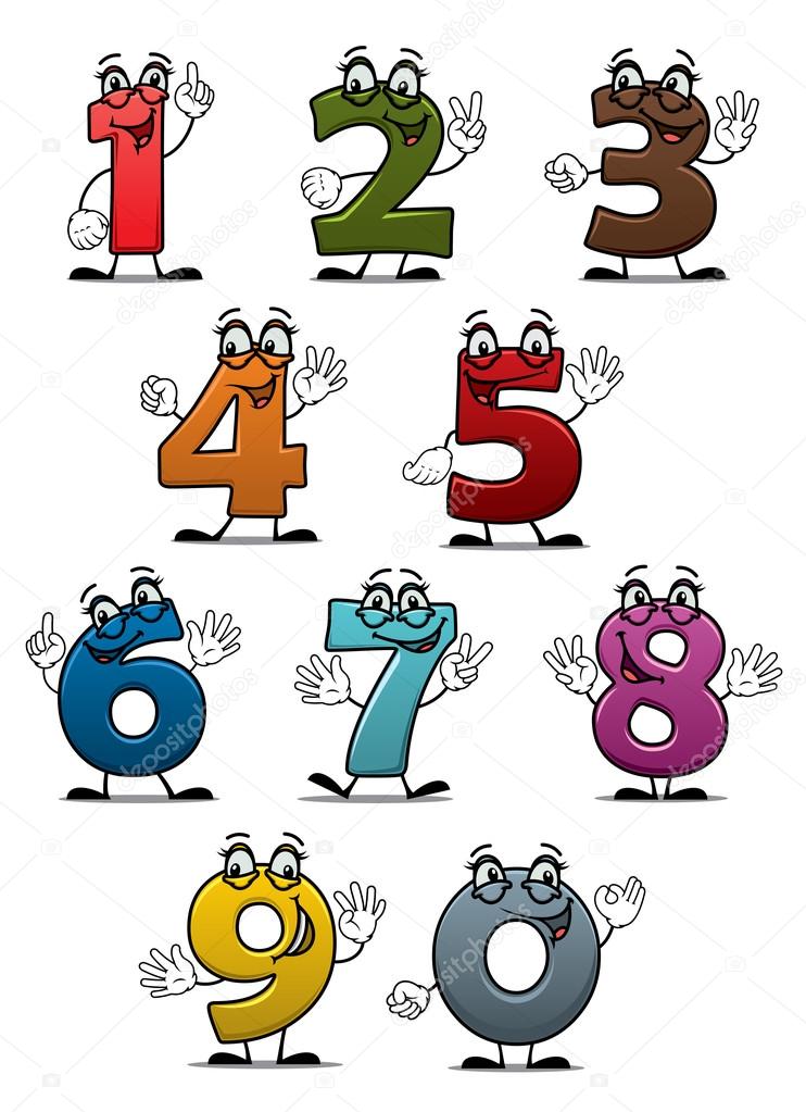 Cartoon funny numbers and digits