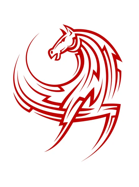 Powerful tribal red horse — Stock Vector