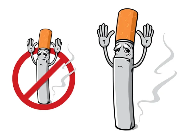 Üzgün sigara karikatür tarzı olan — Stok Vektör