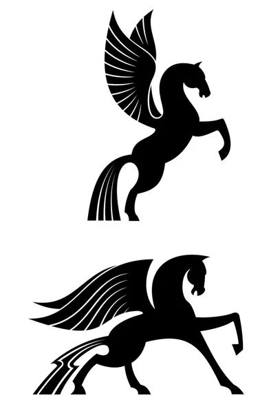 Two black winged horses — Stock Vector