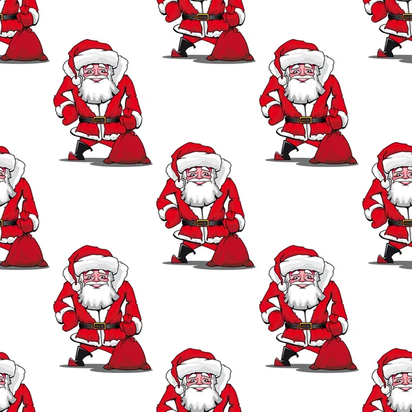 Seamless pattern with cartoon Santa Claus — Stock Vector