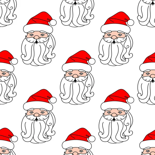 Modèle sans couture de Noël avec le visage du Père Noël — Image vectorielle