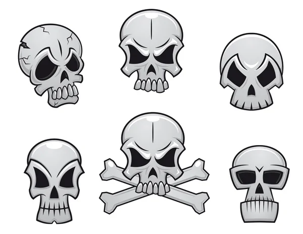 Cartoon skulls set — Stock Vector