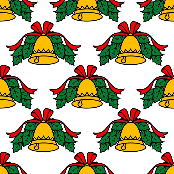 Christmas bell seamless pattern — Stock Vector
