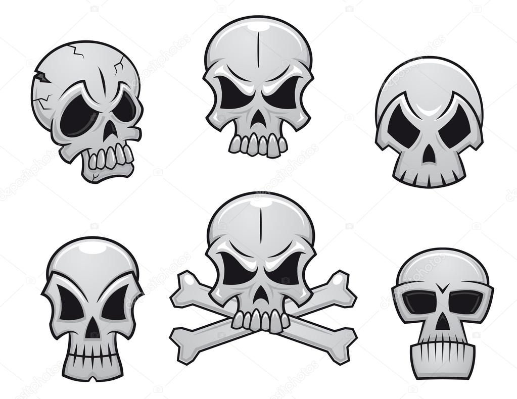 Cartoon skulls set