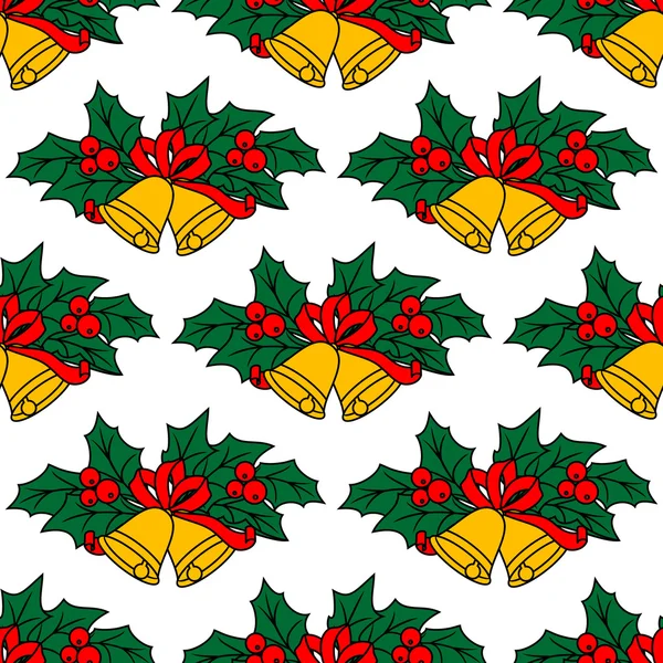 Seamless pattern with christmas bells — Stock Vector