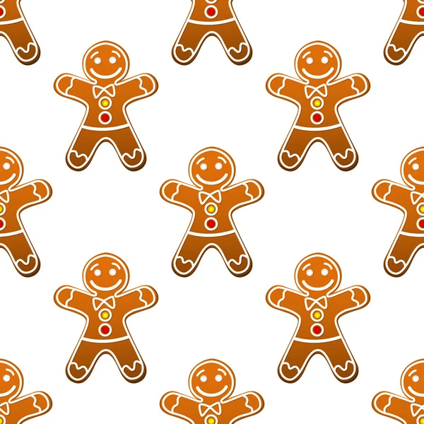 Gingerbread man cookie seamless pattern — Stock Vector