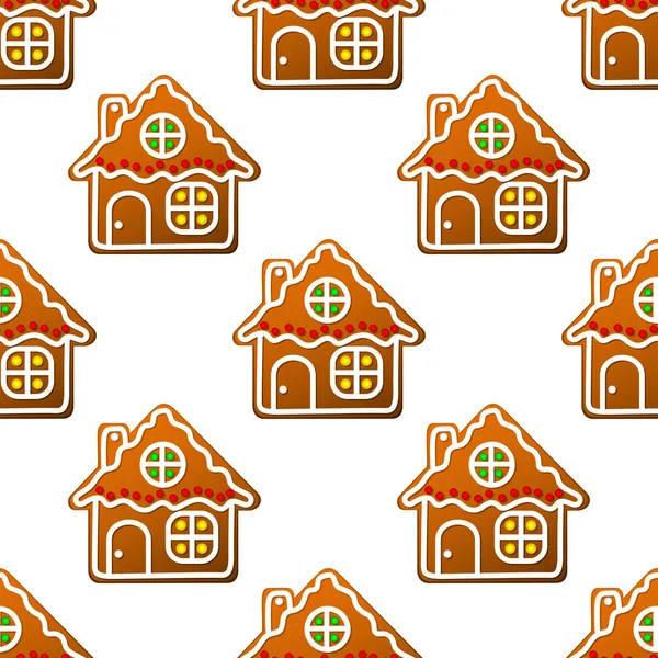 Mézeskalács házak és lakások zökkenőmentes minta — Stock Vector