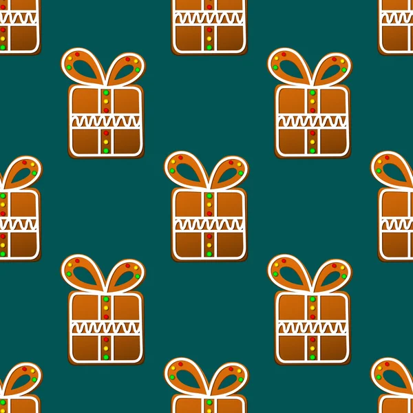 Gift gingerbread seamless pattern — Stock Vector