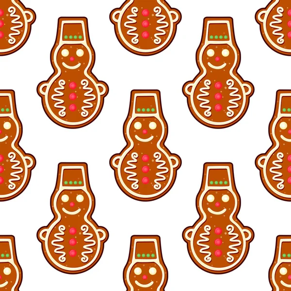 Gingerbread snowman seamless pattern — Stock Vector