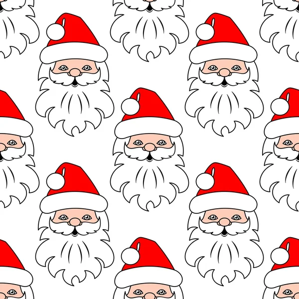 Christmas seamless pattern background with Santa head — Stock Vector