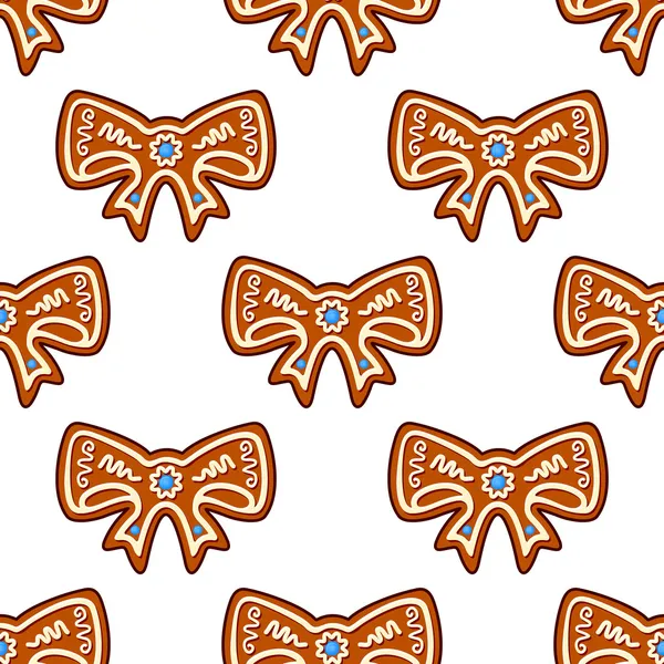 Gingerbread bows seamless background — Stock Vector