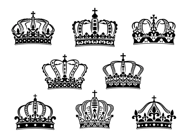 Collection of heraldic royal crowns — Stock Vector