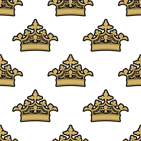 黄金の王冠のシームレスなパターン — ストックベクタ