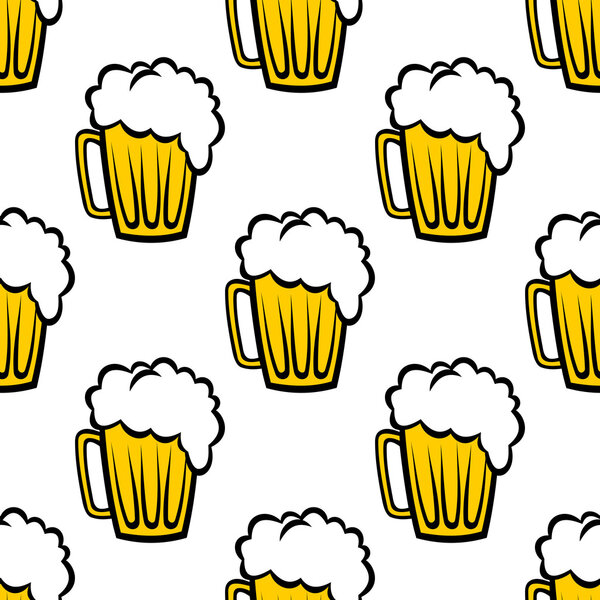 Бесшовный рисунок с карточками пенного пива
