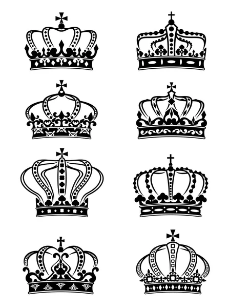 Set of heraldic royal crowns — Stock Vector