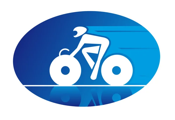 Icono azul de un ciclista de carreras — Vector de stock