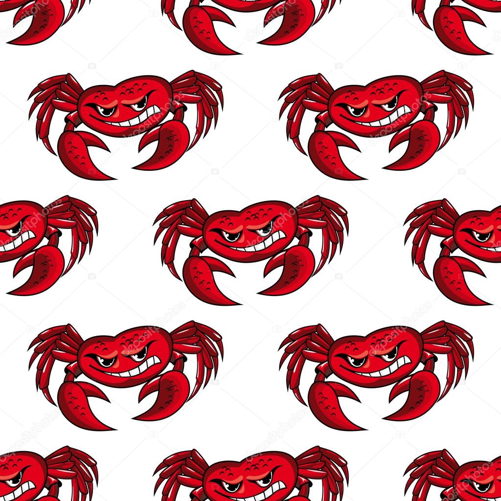 Seamless pattern with red crabs