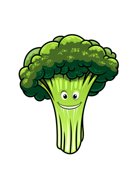 Fresh broccoli with a happy face