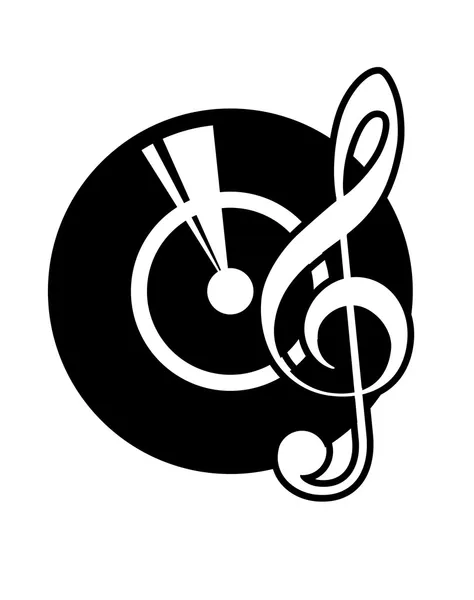 Βινυλίου εγγραφή και ένα μουσικό clef — Διανυσματικό Αρχείο