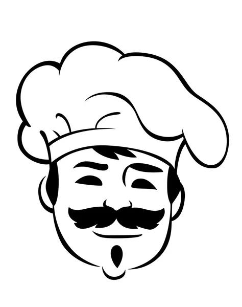 Chef sonriente con bigote — Vector de stock