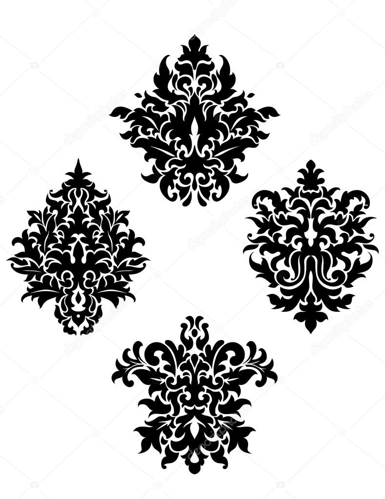 Four different foliate arabesque motifs