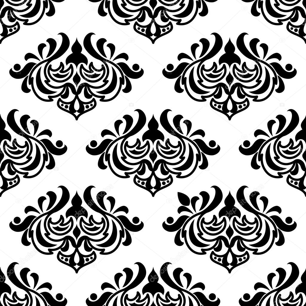 Seamless damask-style floral pattern