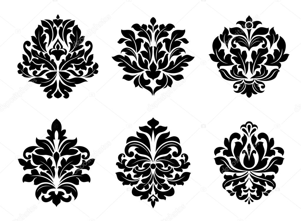 Six different floral arabesque designs