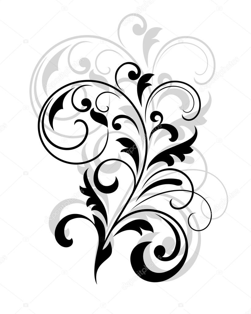 Scrolling calligraphic floral design