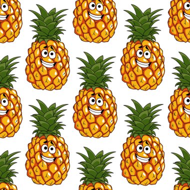 Seamless background pattern of pineapples fruits